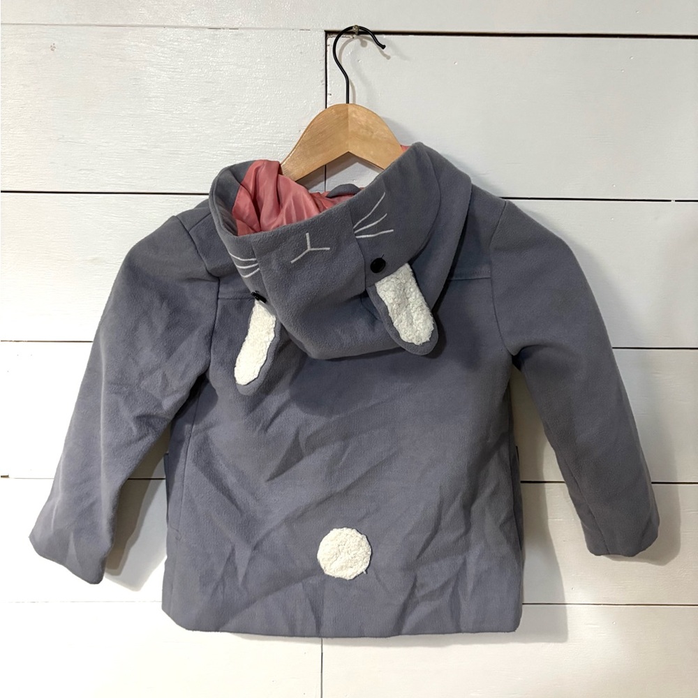 Cat & Jack Gray Bunny Hooded Jacket with Ears & Tail Toddler 5T - Picture 5 of 5
